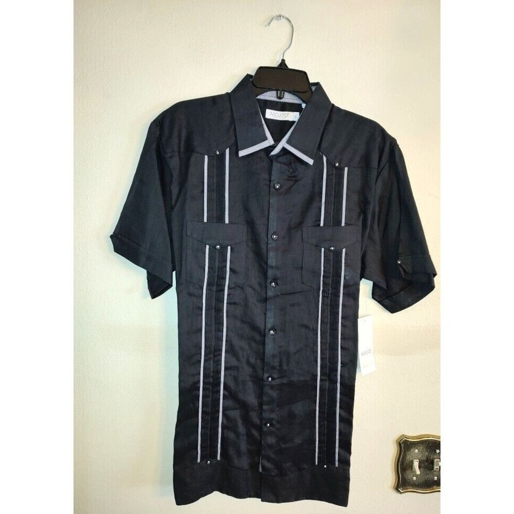 New with tag Mens Mojito Collection 100% Linen Charcoal Short Sleeves Shirt Sz L